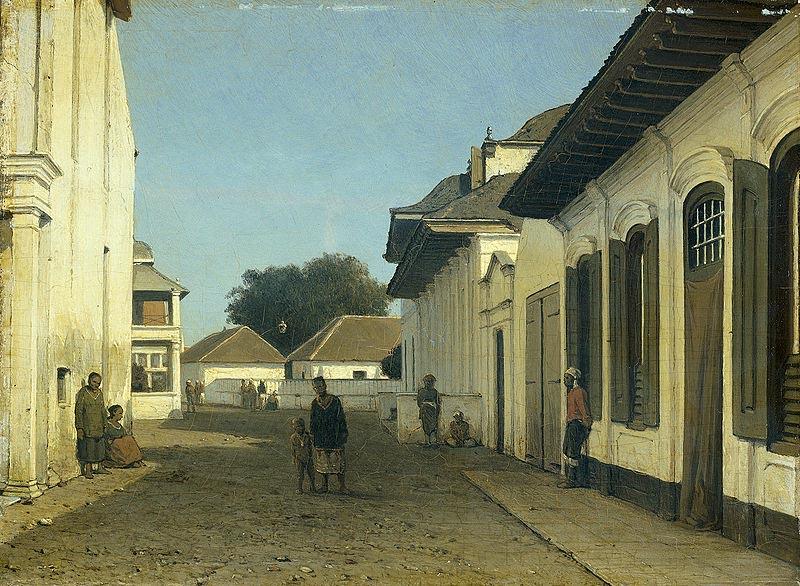 Jan Weissenbruch Een straatje in het oude gedeelte van Batavia